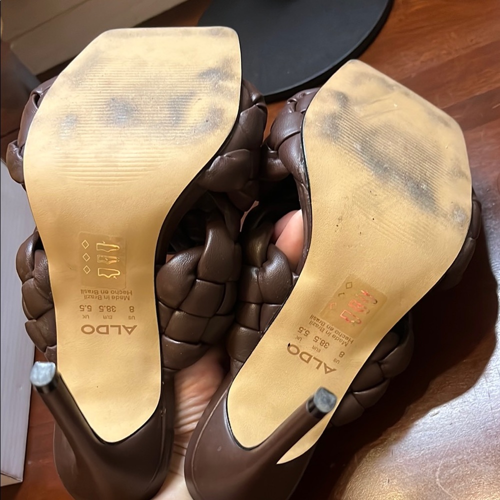 Aldo Women's Chocolate Braided Mules - Picture 7 of 9